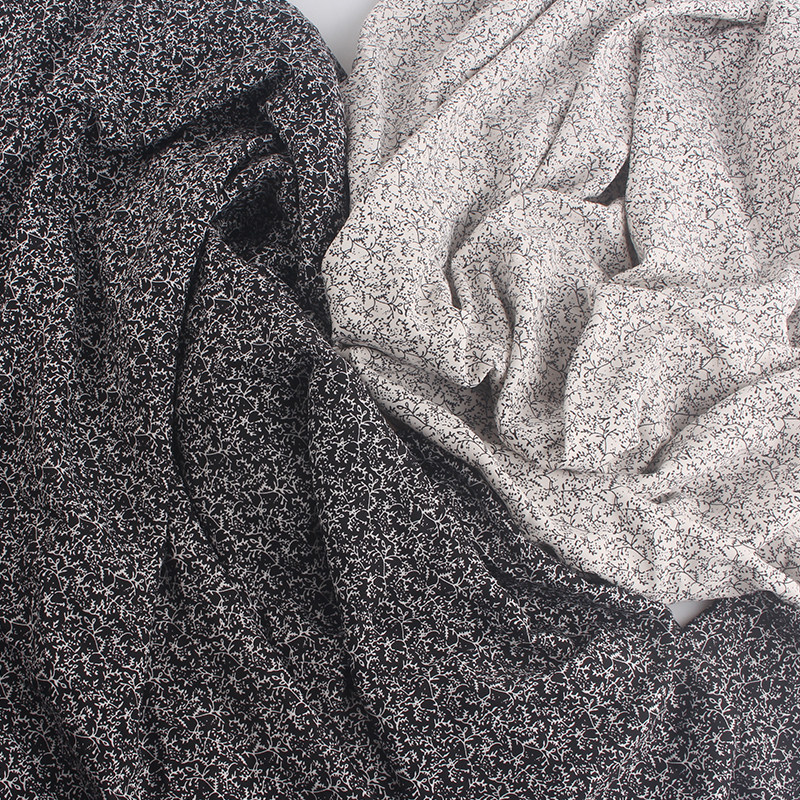 法式复古小碎花不透印花微弹力雪纺布料夏季连衣裙吊带碎花裙面料