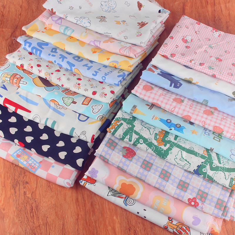 2026人造棉印花面料宝宝睡衣绵绸碎花连衣裙卡通床单棉绸府绸布料