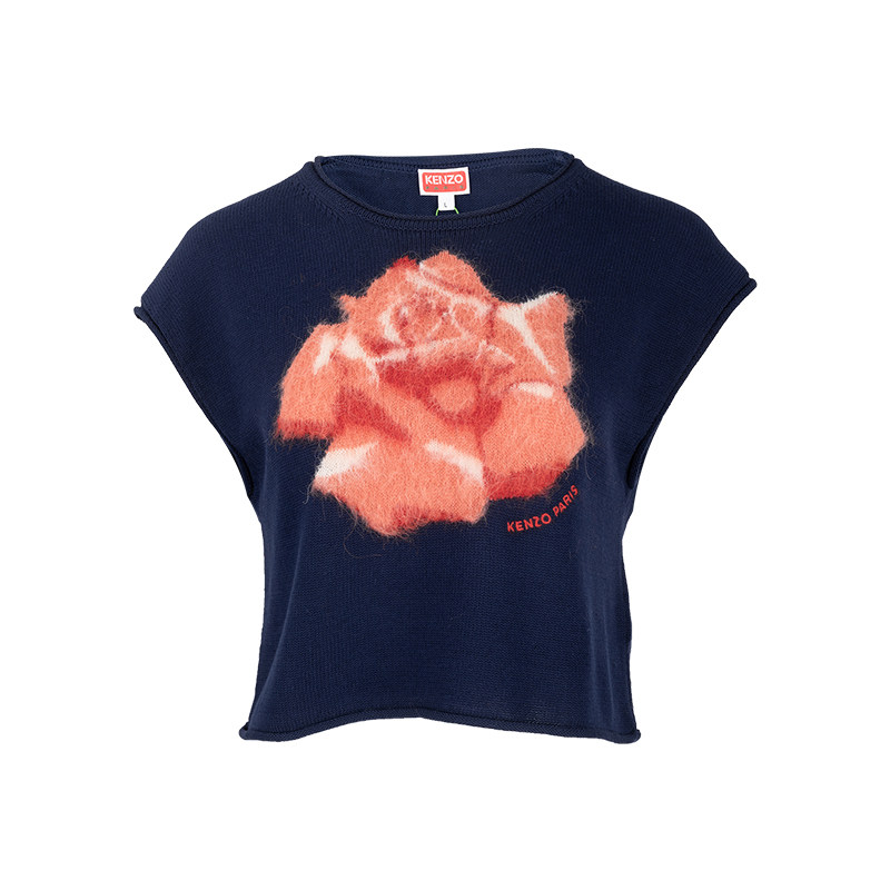 KENZO/高田贤三女士花卉嵌花针织上衣无袖背心女秋冬新款推广XY