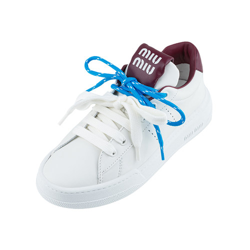 缪缪女士印花圆头系带低帮板鞋