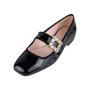 Roger Vivier罗杰维维亚女士漆皮钻扣平底鞋单鞋春秋