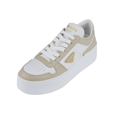 Prada皮革系带圆头板鞋女士