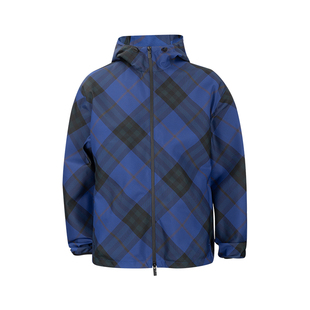 Burberry博柏利男士格纹印花连帽拉链休闲夹克外套男秋冬