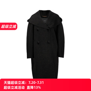 大衣外套女 MaxMara麦丝玛拉女士纯色双排扣翻领宽松长袖