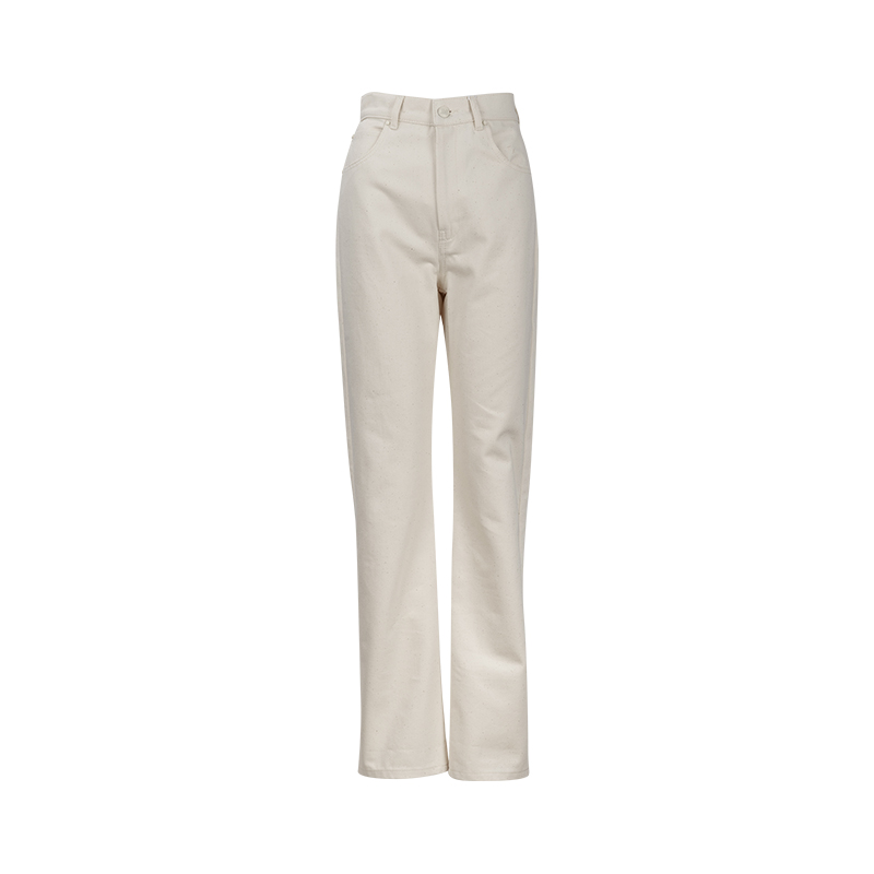 麦丝玛拉女士纯色纽扣牛仔长裤