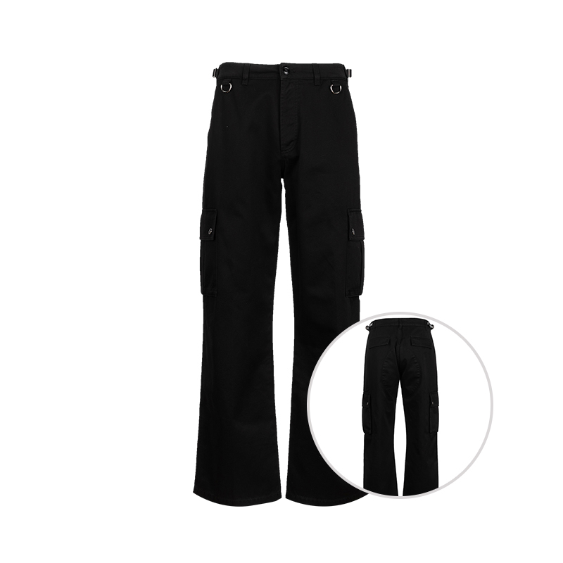 赛琳男士纯色宽松中腰拉链工装裤