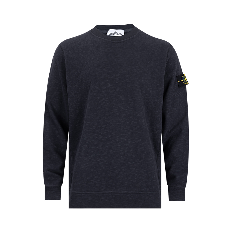 石头岛男士简约徽章圆领长袖卫衣