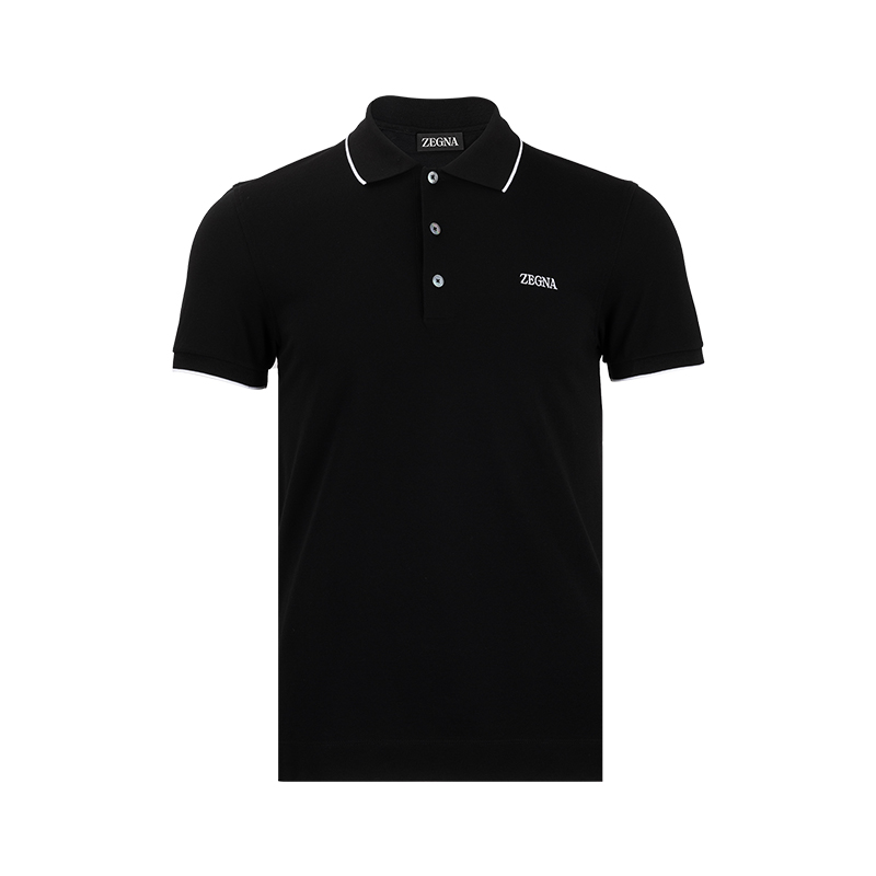 杰尼亚男士刺绣套头短袖Polo衫