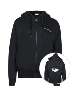 Chiara Ferragni眼睛图案女士连帽拉链开衫加绒卫衣特卖XY