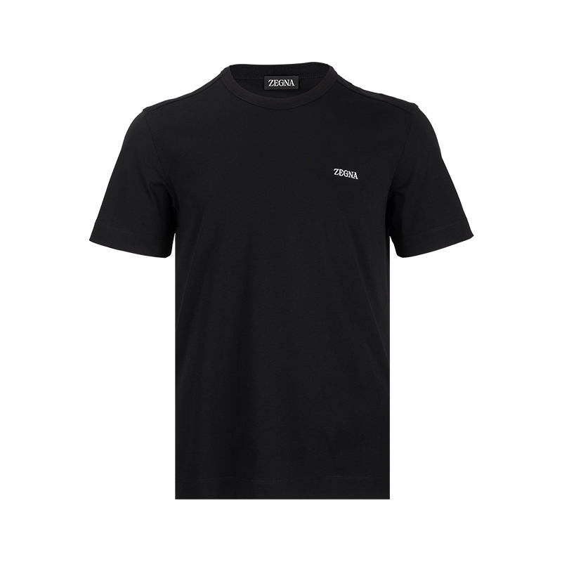 杰尼亚圆领印花直筒短袖T恤