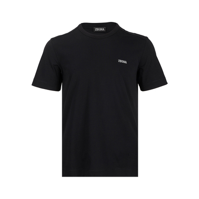 杰尼亚圆领印花直筒短袖T恤