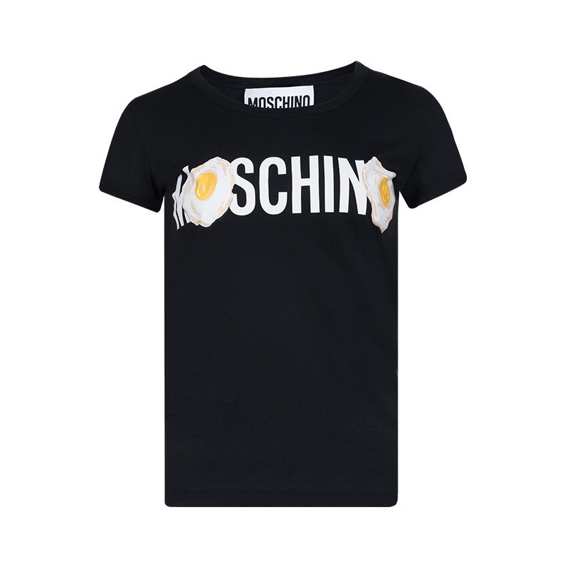 鸡蛋印花字母logo女士全棉短袖T恤