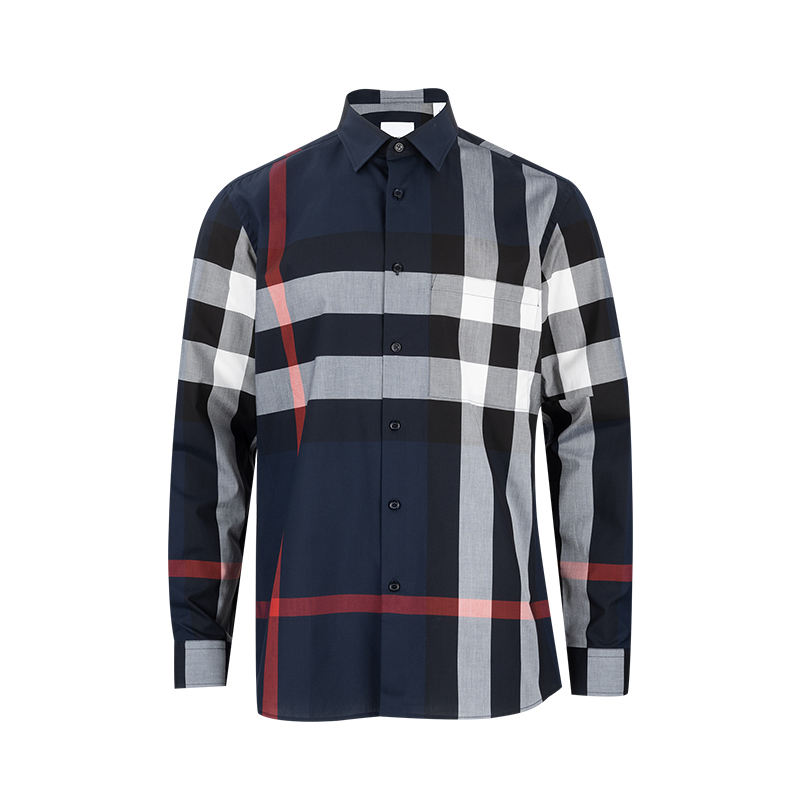 BURBERRY经典格纹长袖衬衫男