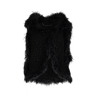 马甲背心女特卖XY 女士毛领针织开衫 Ermanno Scervino