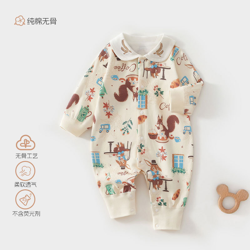 初生宝宝舒适可爱动物哈衣连体衣爬服婴幼儿衣服童装纯棉a类服饰
