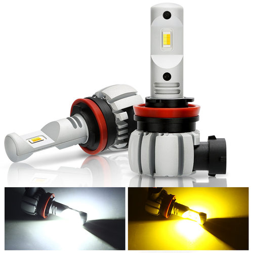 过日本车检 小巧双色H8 H11 H16 3000K+6000K 白黄 LED 汽车雾灯