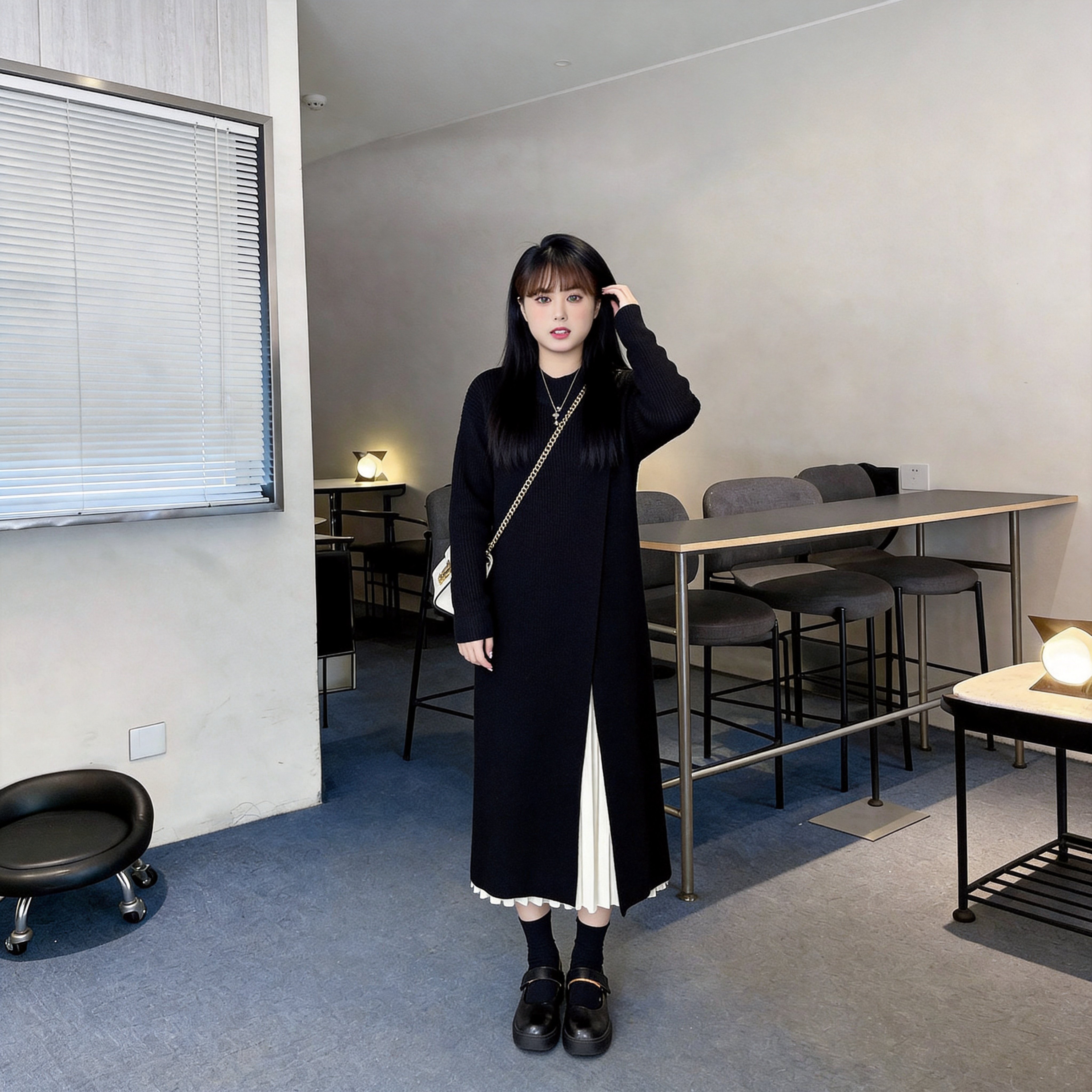 慕翎大码女装胖mm针织外套裙半身裙两件套针织显瘦连衣裙套装秋冬