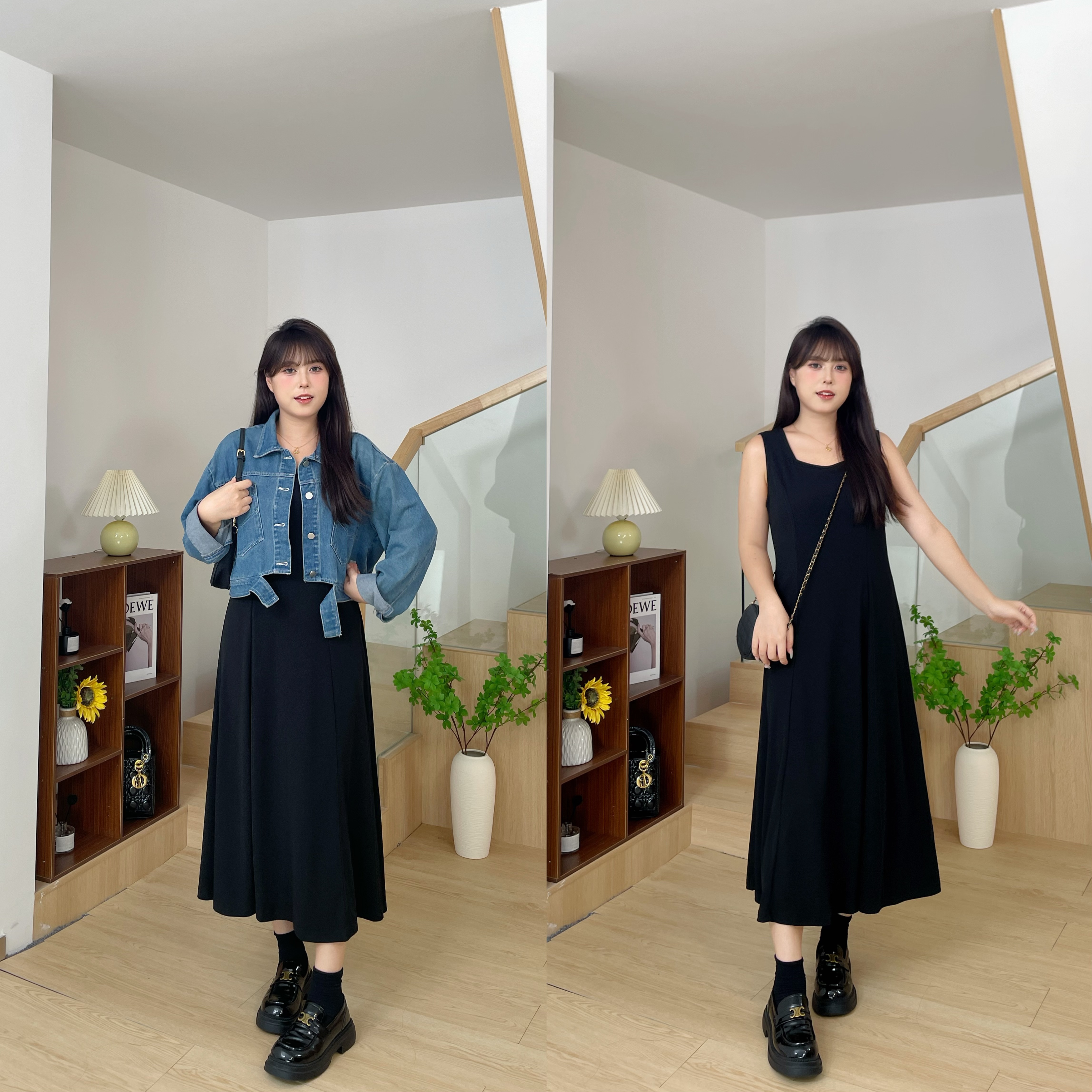 慕翎大码女装秋冬款牛仔外套+背心裙两件套显瘦遮肉韩版时尚套装
