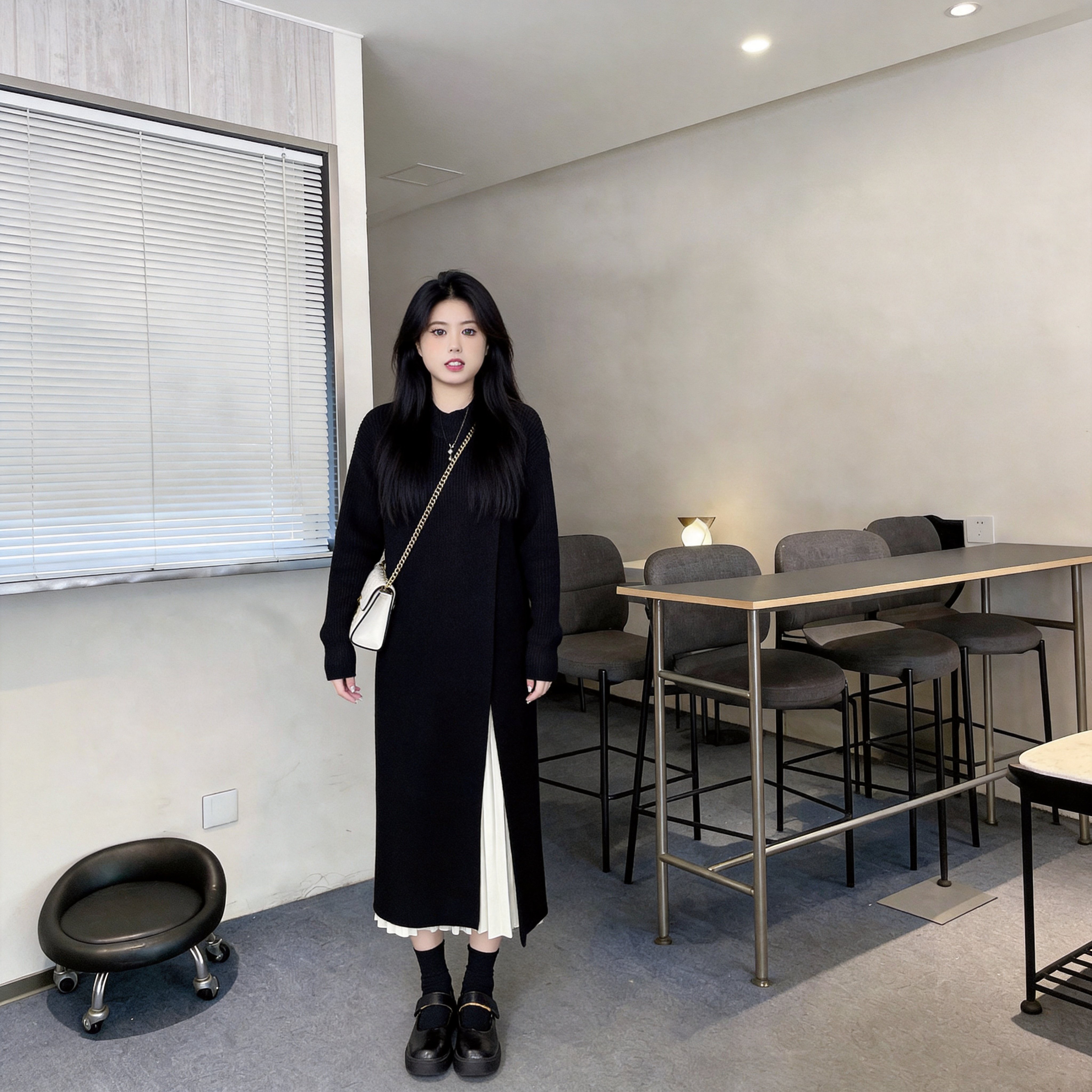 慕翎大码女装胖mm针织外套裙半身裙两件套针织显瘦连衣裙套装秋冬