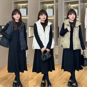 慕翎2023秋冬新款两件套气质显瘦连衣裙减龄长裙套装大码女装