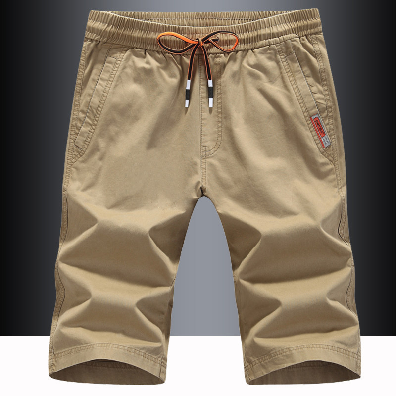 短裤男夏季薄款外穿纯棉休闲7七分裤松紧腰宽松大码沙滩工装裤子