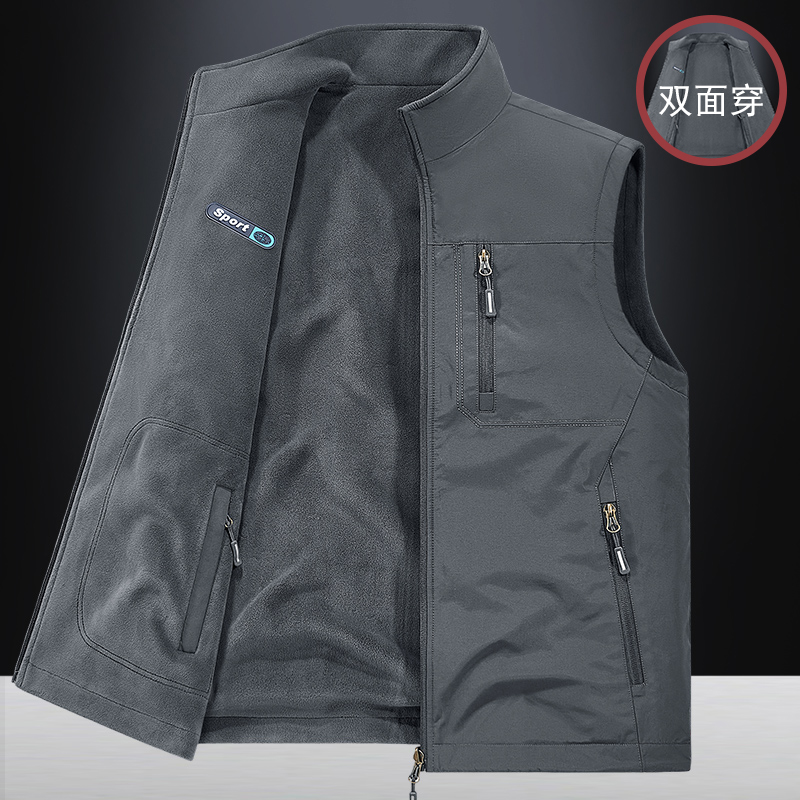 双面穿马甲男多口袋背心秋冬背心