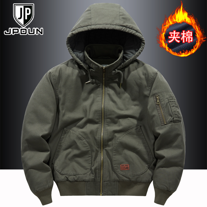 吉普盾可脱卸帽秋冬宽松休闲