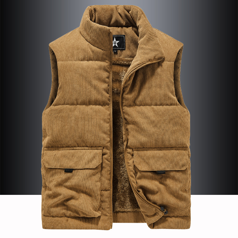 2026年新款工装灯芯绒马甲男立领多口袋加绒加厚保暖背心坎肩外套,男装,常规马甲,淘宝优惠券,粉丝福利购,淘宝优惠卷
