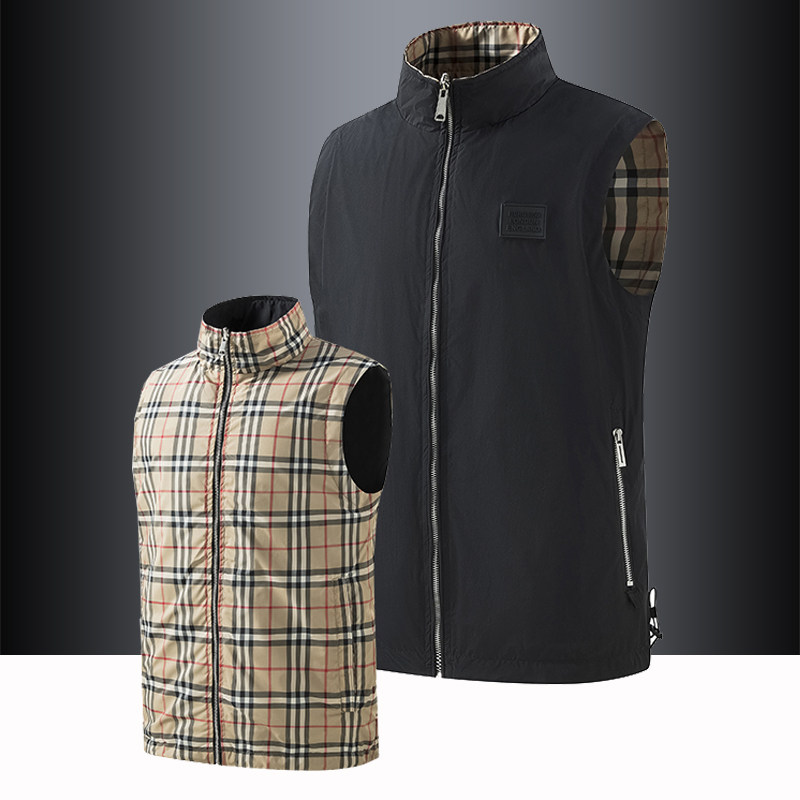 2026年新款双面穿马甲男春秋季立领坎肩外套防风保暖拉链格纹背心,男装,常规马甲,淘宝优惠券,粉丝福利购,淘宝优惠卷