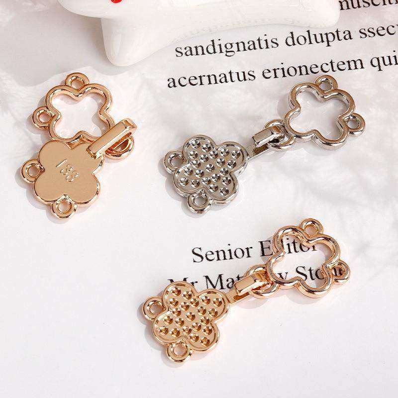 汉服子母扣四叶草金属对扣旗袍金属扣复古立领云肩勾扣国潮风纽扣,居家布艺,纽扣,淘宝优惠券,粉丝福利购,淘宝优惠卷