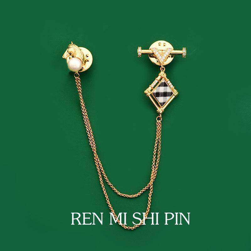 高档精致设计款别针原创设计复古宫廷高级感马头珍珠胸针气质简约,饰品/流行首饰/时尚饰品新,胸针,淘宝优惠券,粉丝福利购,淘宝优惠卷