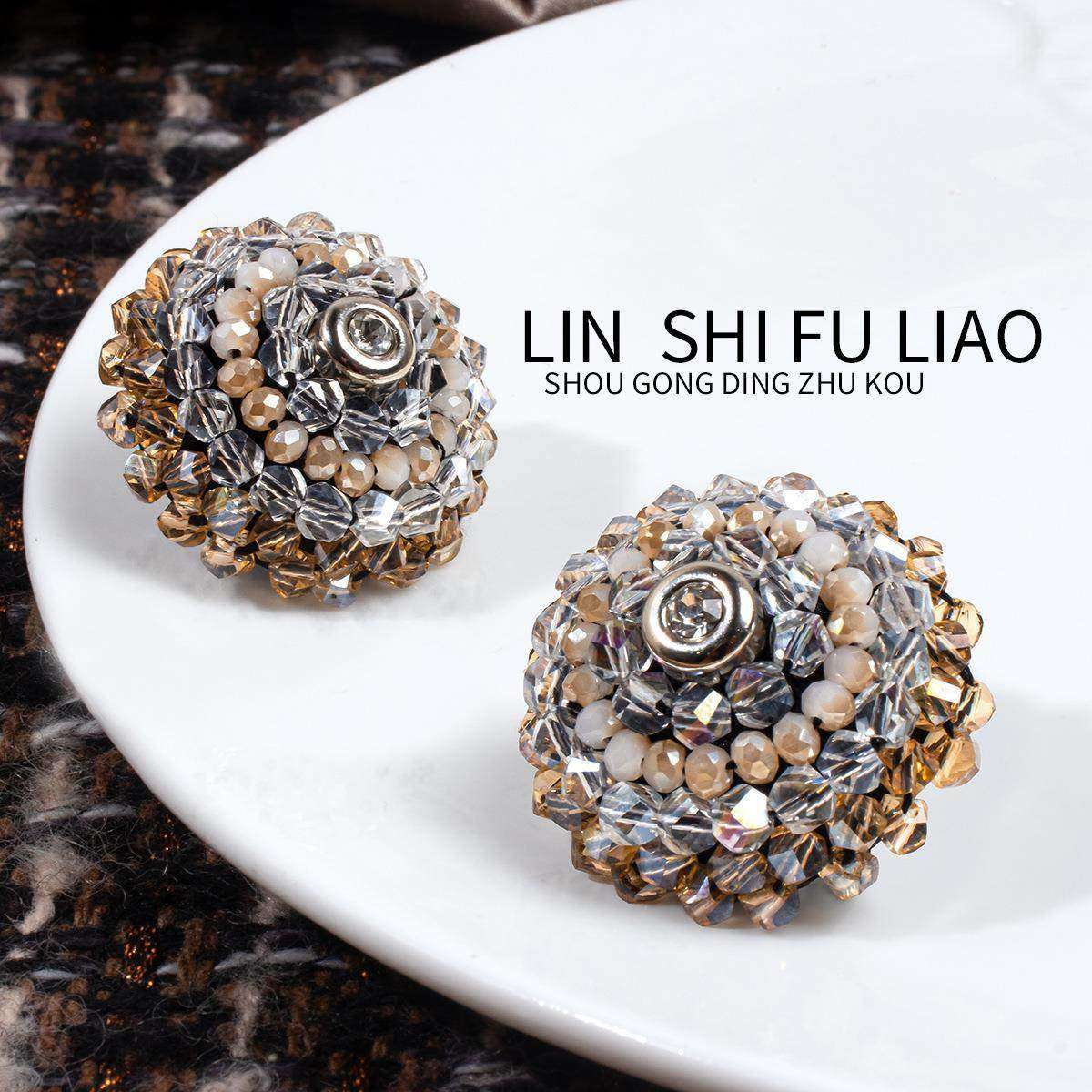 手工订珠纽扣手缝水晶钻扣高档服饰大衣风衣水貂貂绒皮草外套扣子,居家布艺,纽扣,淘宝优惠券,粉丝福利购,淘宝优惠卷