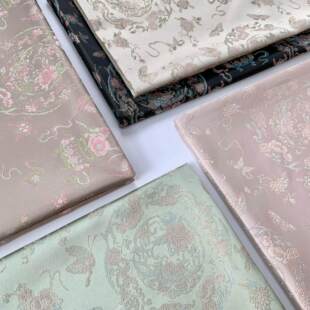 中国风缎面提花布团花锦簇多色唐装diy礼服色织中式马甲面料汉服