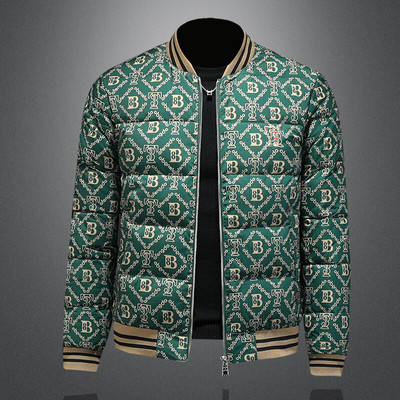 欧货潮牌印花绿色羽绒服