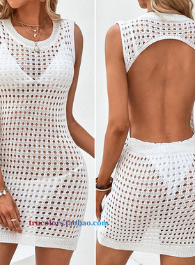 Sexy back hollow Beach Skirt Bikini Sunscreen Dress Clothes