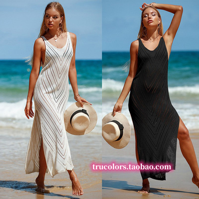 Summer Dress Women  Hand Crochet Spliced White Dress Vest