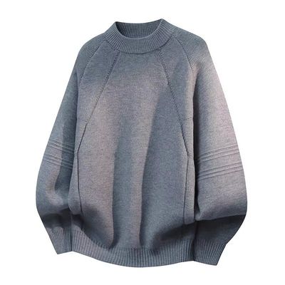 灰色半高领毛衣男款冬季可外穿内搭打底针织衫加厚保暖慵懒毛线衣
