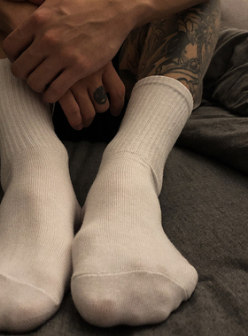 韩国纯色紫色荧光绿黑白色长袜学院风简约堆堆袜中筒袜女男袜子潮