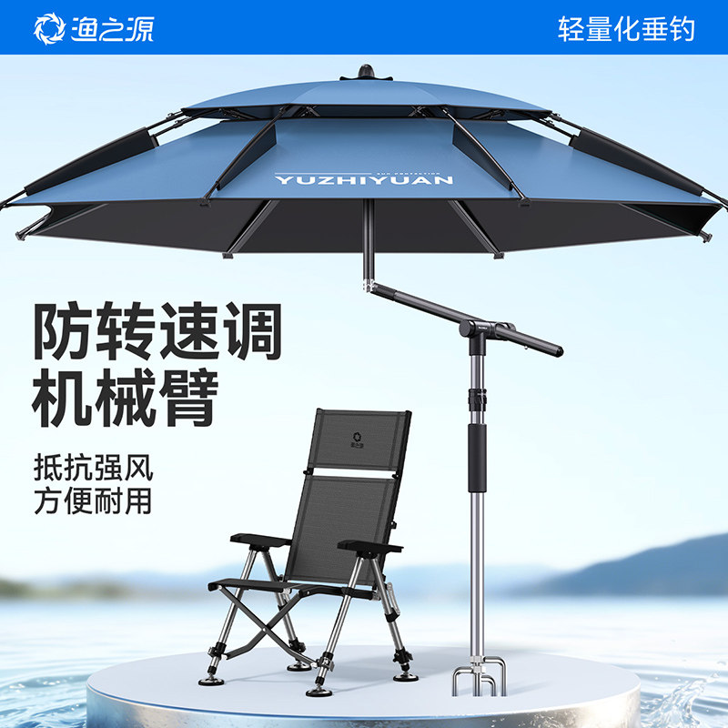 渔之源钓伞钓鱼伞2026新款户外野钓雨伞加大遮阳防风拐杖伞露营伞