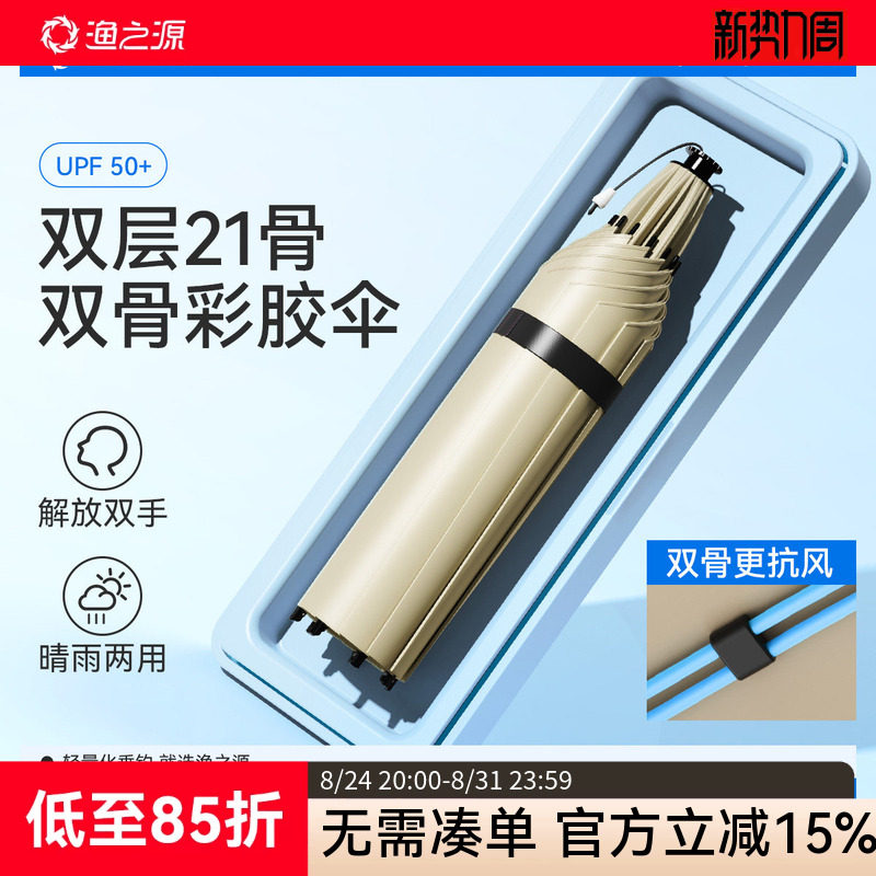 渔之源头戴伞帽2026新款户外徒步专用爬山伞帽头戴雨伞特大号防晒