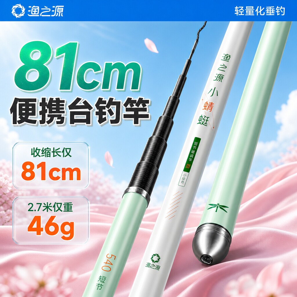 渔之源小蜻蜓短节钓鱼竿手竿超轻超硬台钓竿新型鱼竿鲫鱼竿钓鱼竿