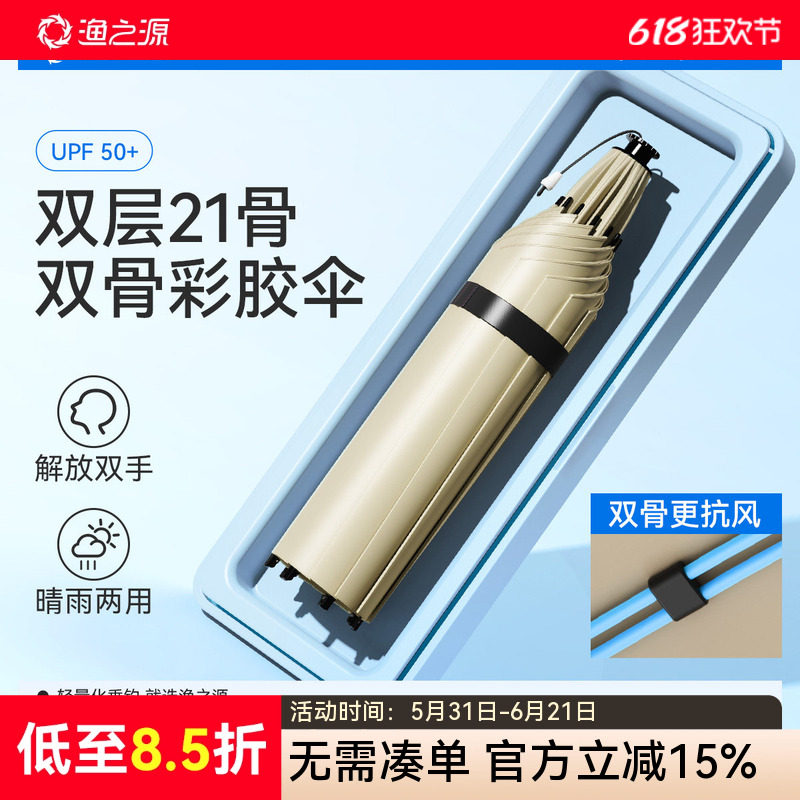 渔之源头戴伞帽2026新款户外徒步专用爬山伞帽头戴雨伞特大号防晒