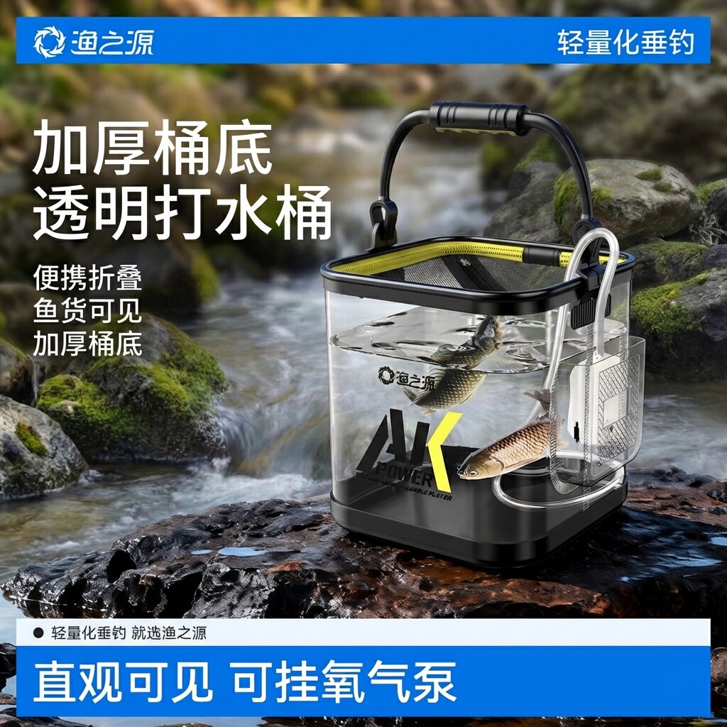 渔之源活鱼桶钓鱼打水桶野钓专用折叠路亚溪流活鱼箱鱼护桶钓鱼桶