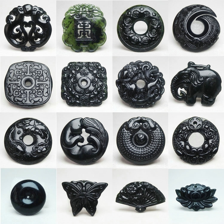 复古镂空玉坠16款墨绿玉吊坠汉服腰配玉佩压襟配饰玉石项链挂件男