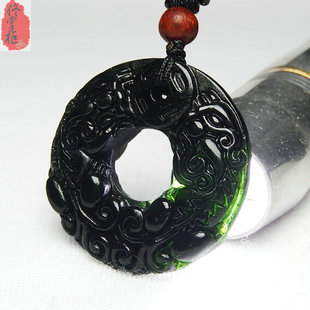 财源滚滚玉坠男天然墨绿玉蛇纹石玉貔貅吊坠男女玉石项链挂件玉佩