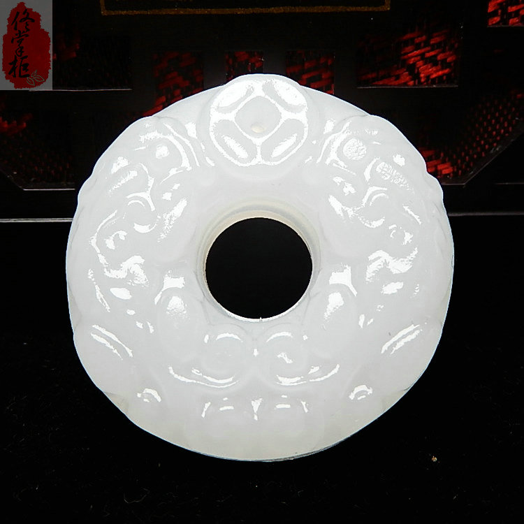 貔貅吊坠天然阿富汗玉白玉招财玉坠男女款玉石项链挂件圆环玉吊坠