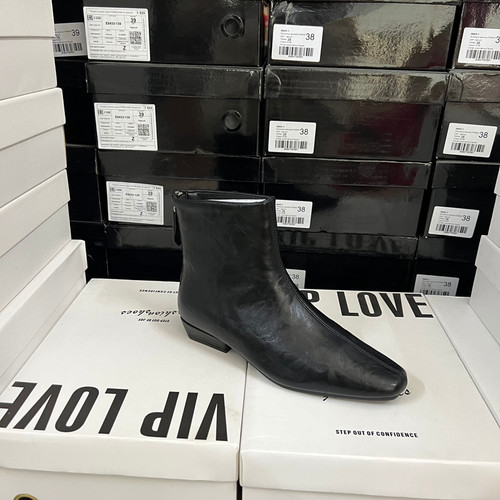 出口原单外贸时尚女鞋方头低跟后拉链切尔西靴欧美短筒靴