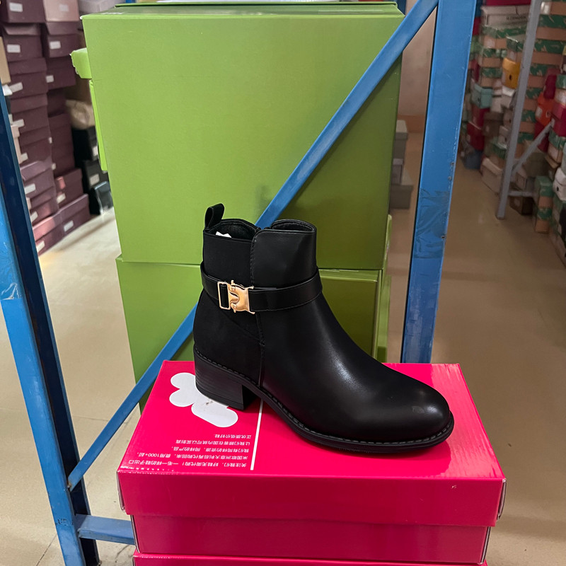 英伦风复古黑色女冬季圆头低跟金属扣侧拉链切尔西短筒靴,女鞋,切尔西靴,淘宝优惠券,粉丝福利购,淘宝优惠卷