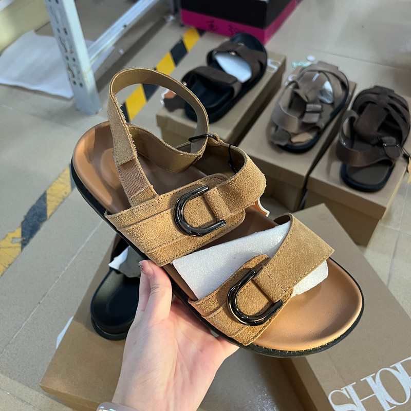 真皮捡漏！休闲风勃肯凉鞋女圆头低跟双搭扣软底露趾平底鞋,女鞋,休闲凉鞋,淘宝优惠券,粉丝福利购,淘宝优惠卷