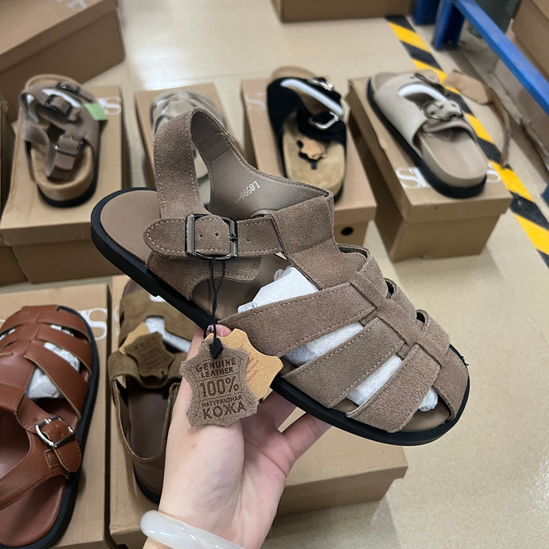 真皮！复古风包头平底凉鞋女搭扣镂空休闲罗马凉鞋,女鞋,休闲凉鞋,淘宝优惠券,粉丝福利购,淘宝优惠卷